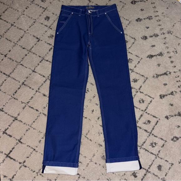 Bonpoint Boys Lenny Waxed Blue Cuffed Selvedge Denim Jeans Size 14 - Picture 1 of 7